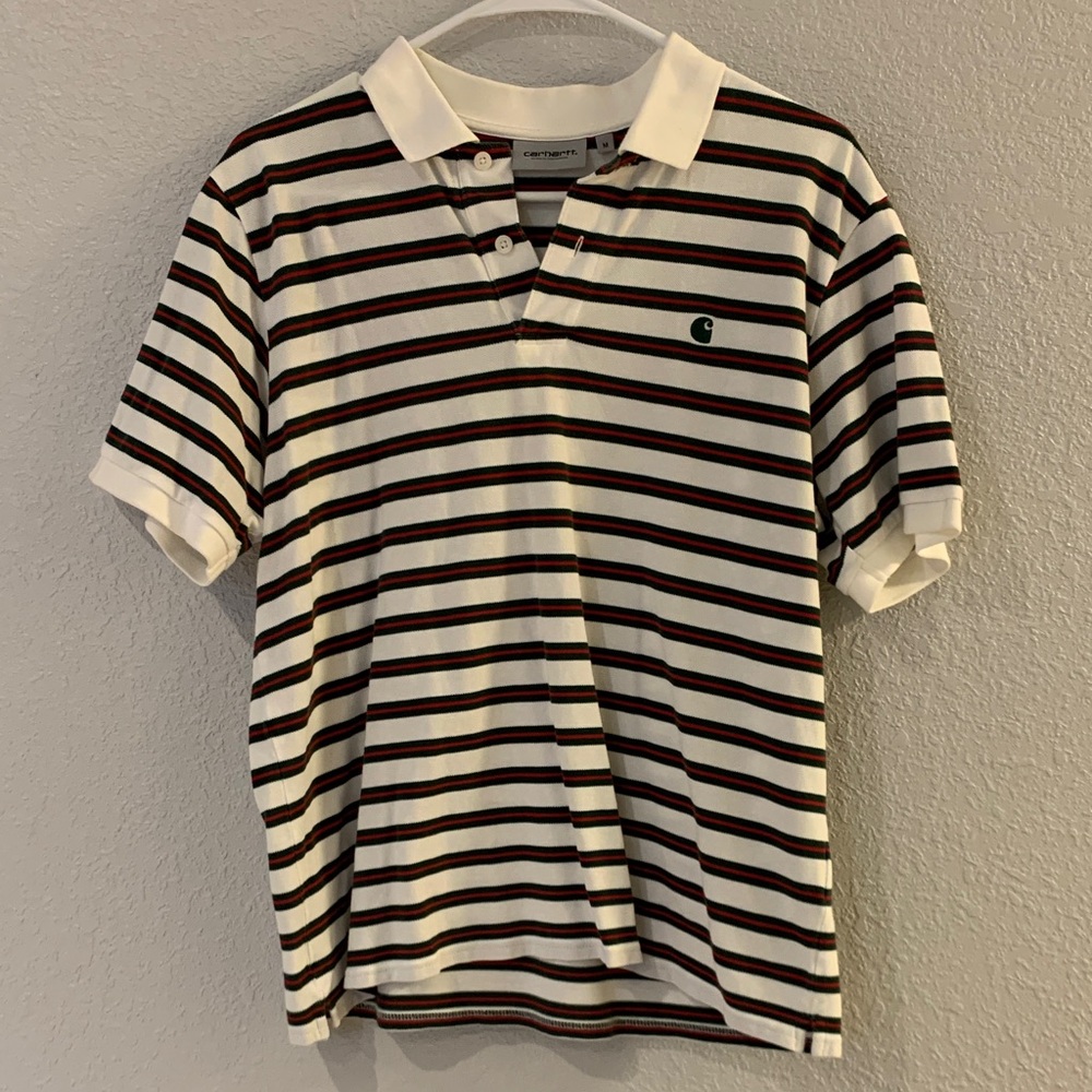 Carhartt WIP Black and Brown Striped Polo